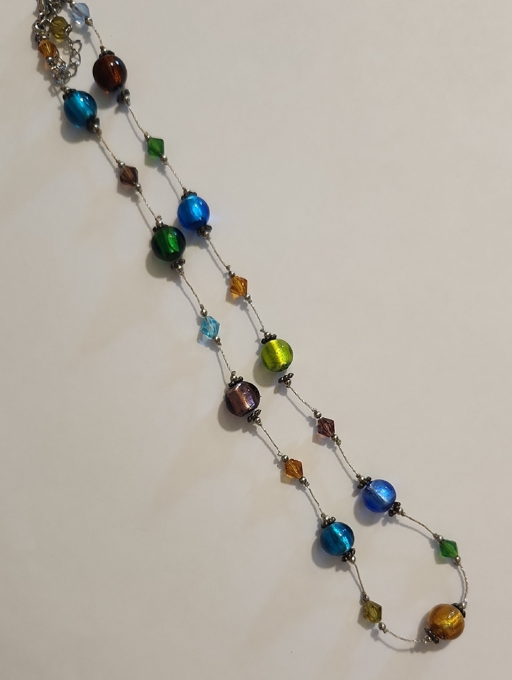 Multicolor Glass Bead Station Necklace